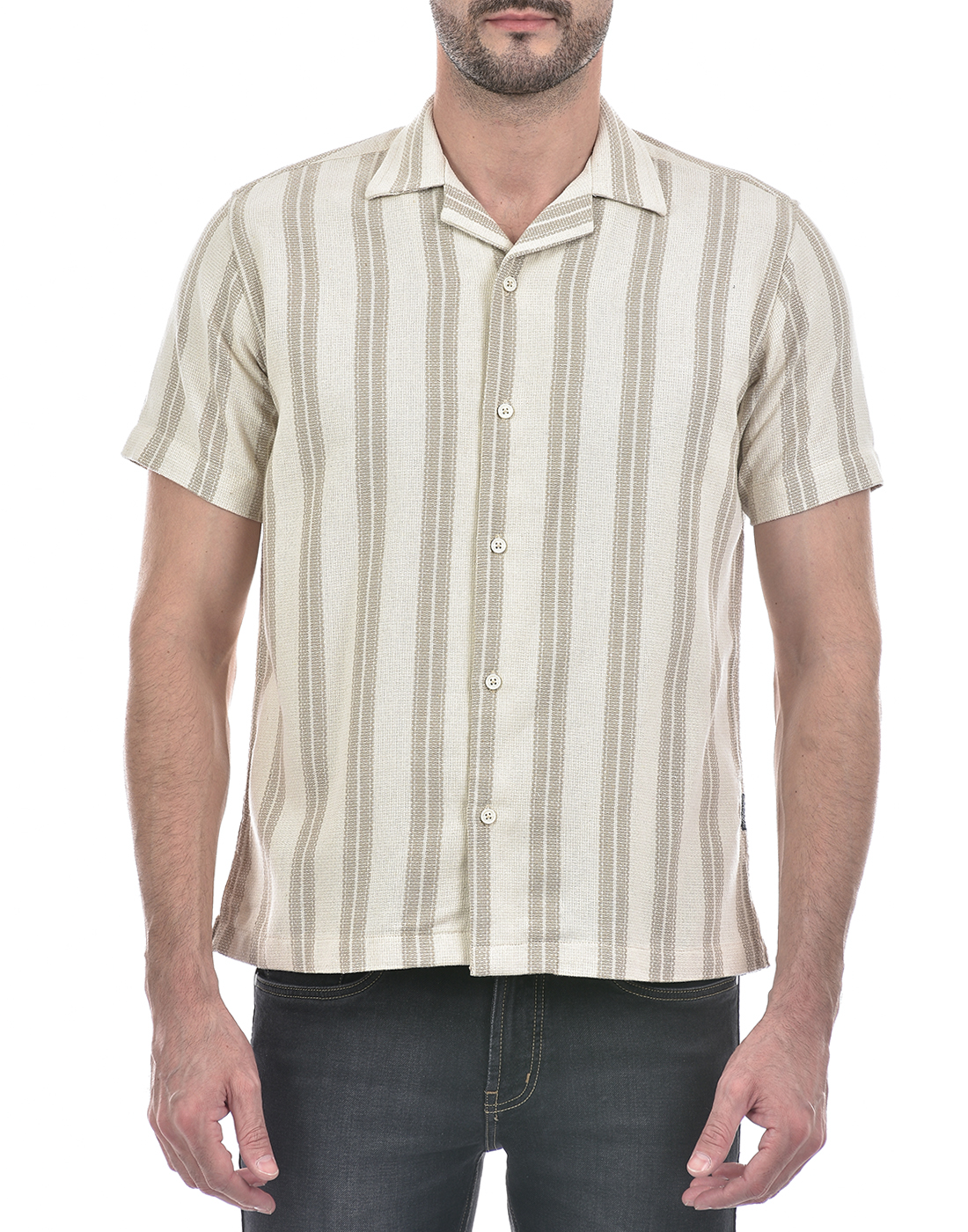 Numero Uno Men Striped Grey Shirt